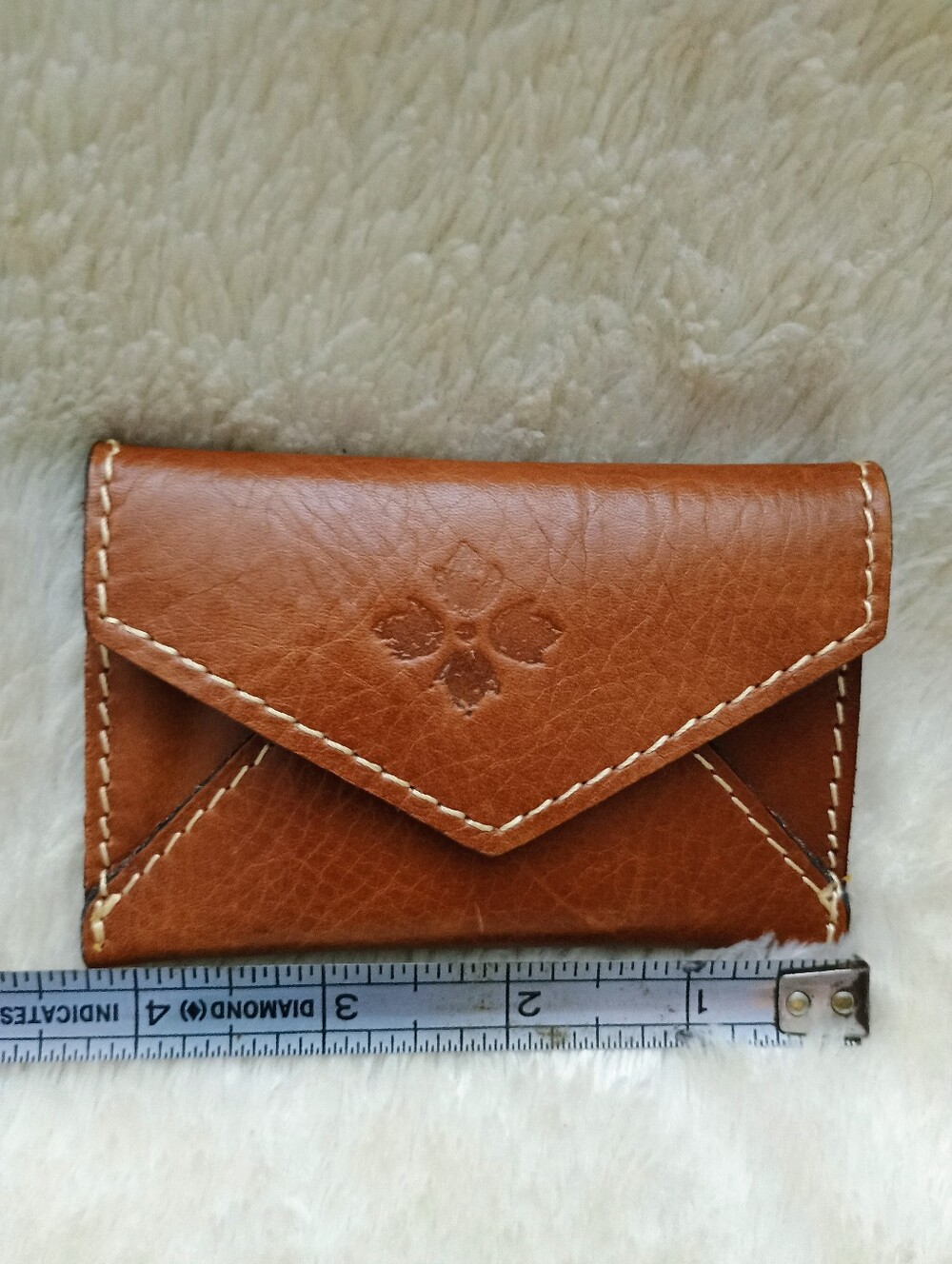 Patricia Nash Vintage Tan Italian Leather Envelope Card Case Minimalist Wallet